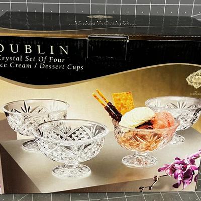 Dublin Crystal Dessert Cups Set of 4 NEW in the Box 