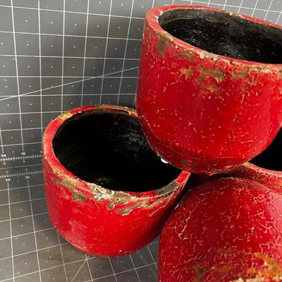 4 RED Rustic Terra Cotta Planters