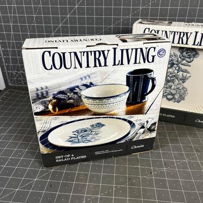 New Country Denim 2 sets of 4 salad Plates