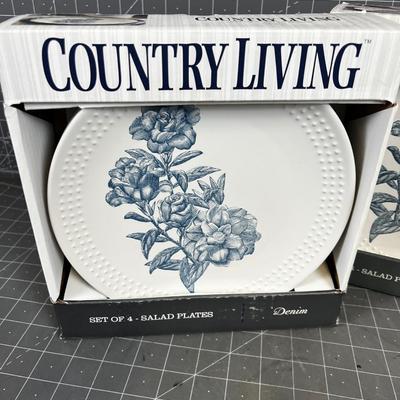 New Country Denim 2 sets of 4 salad Plates