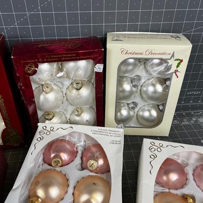 Several Boxes of Glass Ornaments USED 