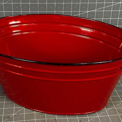 RED Enamel Bucket, Oval Shape