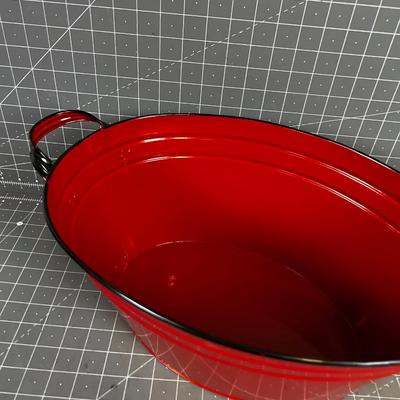 RED Enamel Bucket, Oval Shape