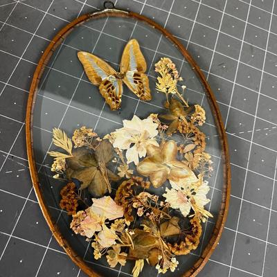 Pressed Flower & Butterfly Glass Panel Sun Catcher