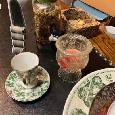 Vintage Miscellaneous plates, candle and pottery