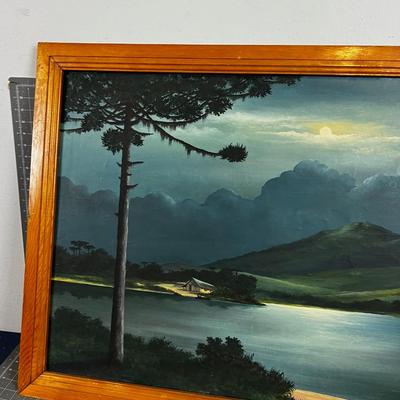 Original Oil Paint of the Moon Lake dated 1959 signed SCHUAWALOF F