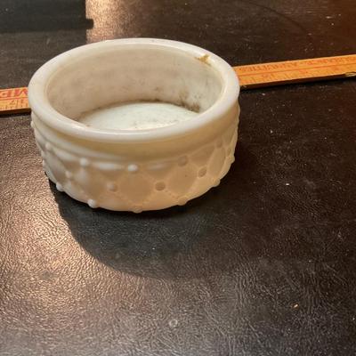 Two Vintage milk glass dishes.