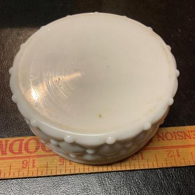 Two Vintage milk glass dishes.