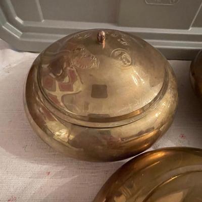 3 piece brass covered bowl set