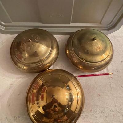 3 piece brass covered bowl set