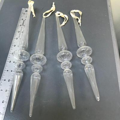 set of 4 handblown glass ornaments