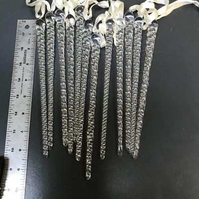 set of 12 handmade glass twisted icicles