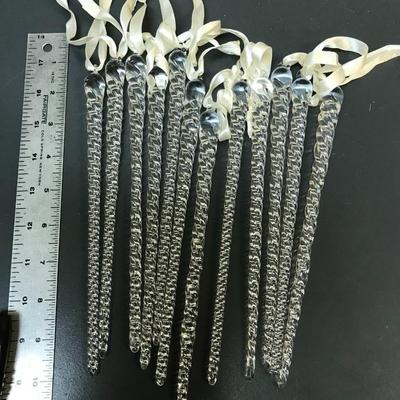 set of 12 handmade glass twisted icicles