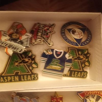 An assortment of sports pins