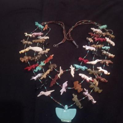 Native American Zoomy three strands fetish necklace