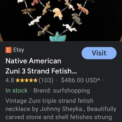Native American Zoomy three strands fetish necklace
