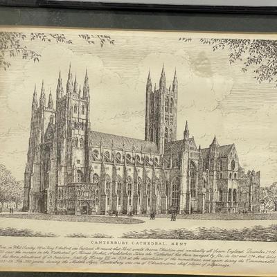 Canterbury Cathedral Kent - framed and matted. 12” x 10”