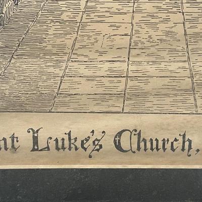 St. Luke’s Church, Evanston Illinois print. Framed and matted 17” x 11”