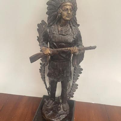 Carl Kauba Bronze Indian Bronze & Colored WAR  Statue 18” tall