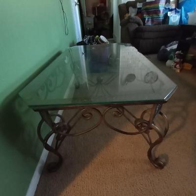 IRON BASED WITH GLASS TOP COFFEE TABLE