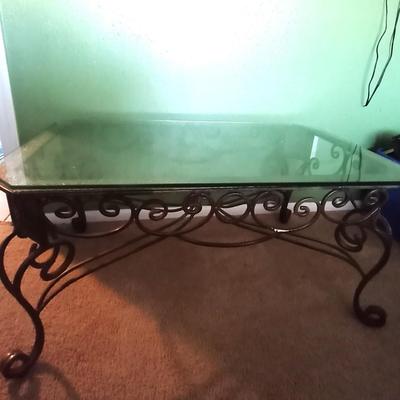 IRON BASED WITH GLASS TOP COFFEE TABLE