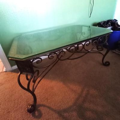 IRON BASED WITH GLASS TOP COFFEE TABLE