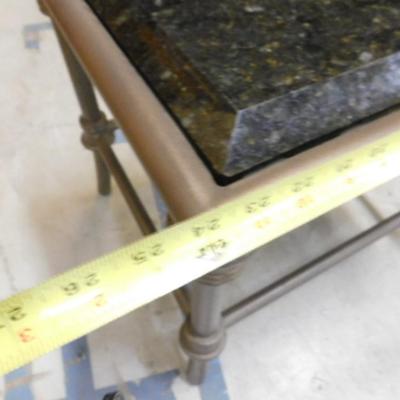 Metal Frame Side Table with Black Beveled Cut Granite Insert Choice B