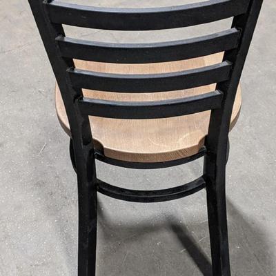 Set of 8 Commercial Grade Eagle Brand Metal Back Dining Chairs with Wood Seat Choice A
