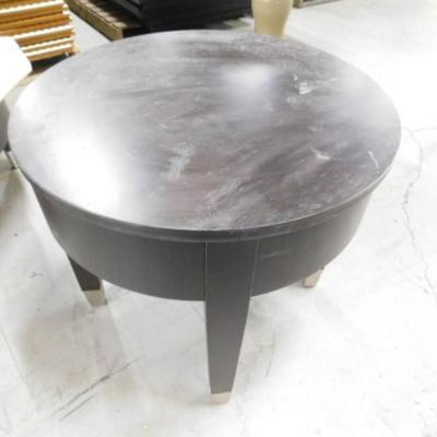 Contemporary Round Side Table with Glass Top