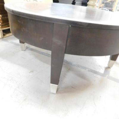 Contemporary Round Coffee Table with Glass Top