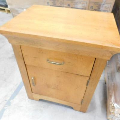 Small Wood Finish Bedside Table with Drawer and Right-Hand Door Choice A
