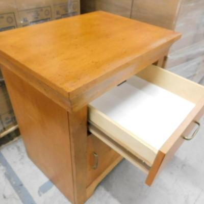 Small Wood Finish Bedside Table with Drawer and Right-Hand Door Choice A