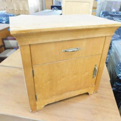 Wood Finish Bedside Table with Drawer and Left-Hand Door Choice A
