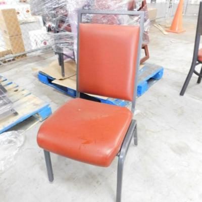 Set of Four Metal Frame Cushioned Seat and Back Commercial Grade Dining Chairs