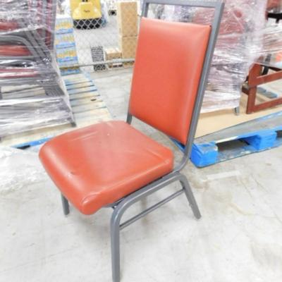 Set of Eight Metal Frame Cushioned Seat and Back Commercial Grade Dining Chairs