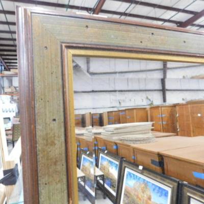 Pair of Rustic Barnwood Finish Framed Beveled Glass Full Length Mirrors