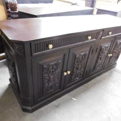 Regency Design Sideboard with Double Drawers and Lower Cabinet Storage
