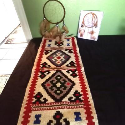 WOVEN RUNNER AND 2 DREAMCATCHERS