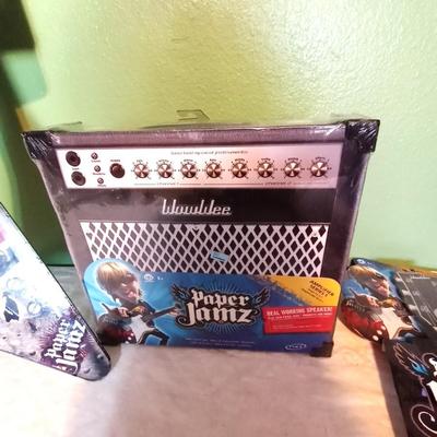 TWO VINTAGE CARDBOARD PAPER JAMZ GUITARS AND AMPLIFIER (STILL SEALED)