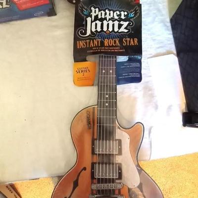 TWO VINTAGE CARDBOARD PAPER JAMZ GUITARS AND AMPLIFIER (STILL SEALED)