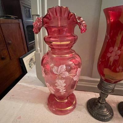 Bohemian Ruby / Cranberry vases - Fenton - Sterling
