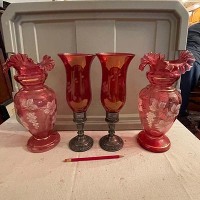 Bohemian Ruby / Cranberry vases - Fenton - Sterling