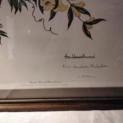 Anne Worsham Richardson - Carolina Wren with Yellow Jessamine Signed and Numbered