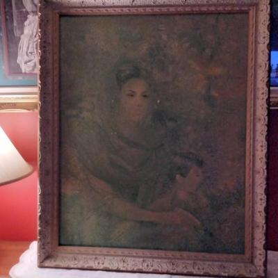 Antique Serene Woman With Little Boy