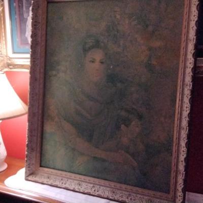 Antique Serene Woman With Little Boy