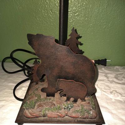 TWO METAL WILDERNESS TABLE LAMPS WITH SHADES
