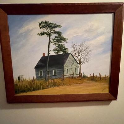 Artwork of small cabin - Original acrylic on canvas board