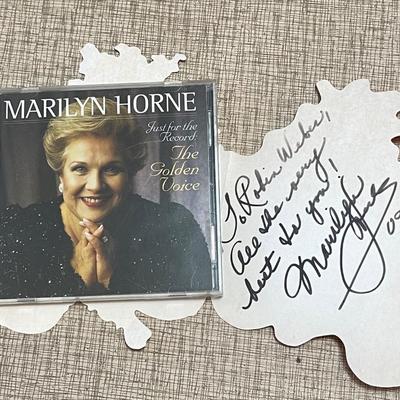 Lot 31  Marilyn Horne Opera CD w/Signed Greeting Card