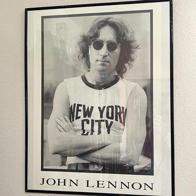 Lot 32 Framed John Lennon Poster 22 x 28 Beatles