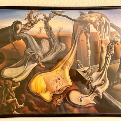 Lot 45 Framed Salvador Dali Print Melting Objects Under Glass 16x20